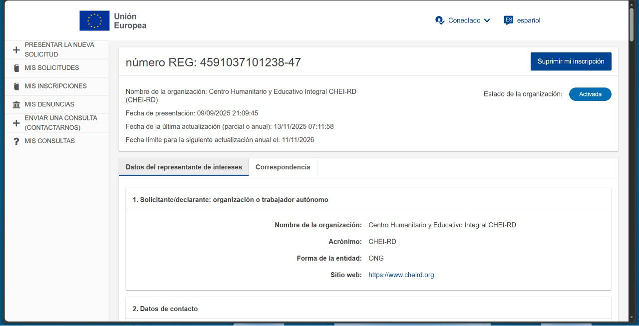 Registro de Transparencia de la Unión Europea